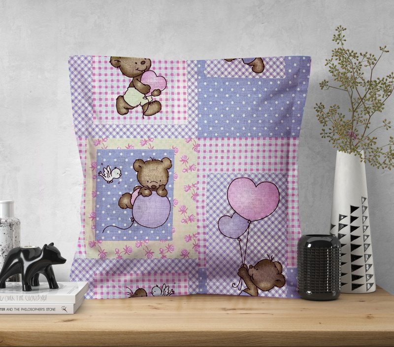 Ervi povlak na polštář bavlněný s lemem - medvídci