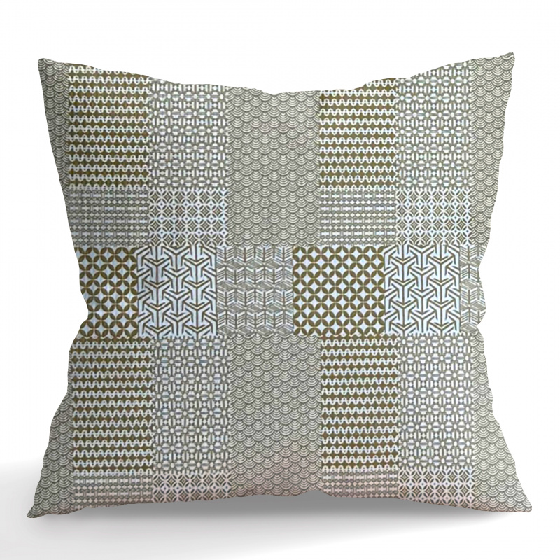 Ervi bavlněný KREPOVÝ povlak na polštář - Geometrický vzor - hnědý