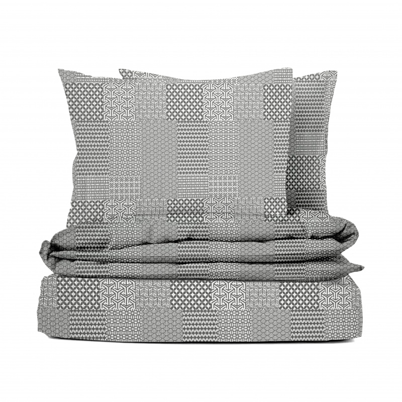 Ervi bavlněné KREPOVÉ povlečení - Geometrický vzor - šedé