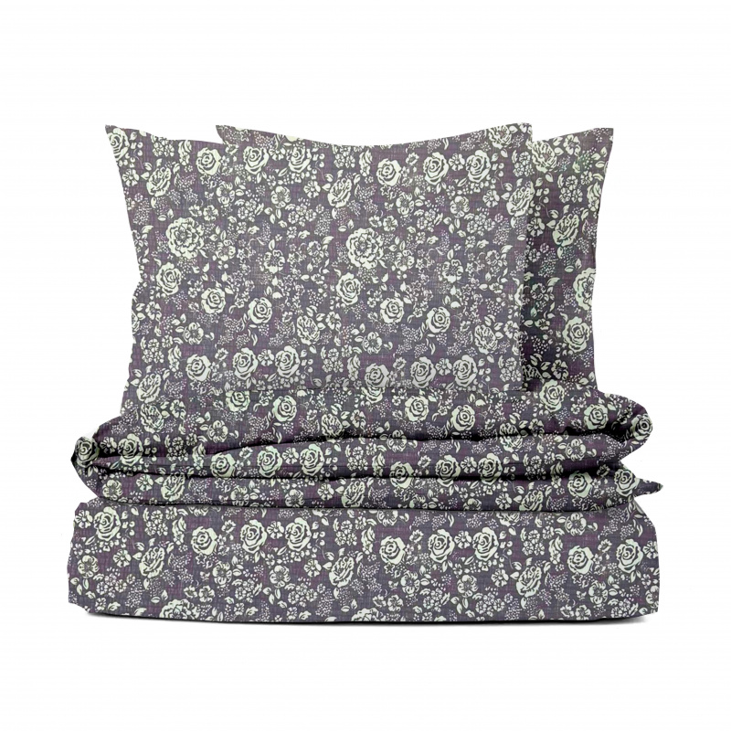 Ervi bavlněné KREPOVÉ povlečení - Květy na lilkovém