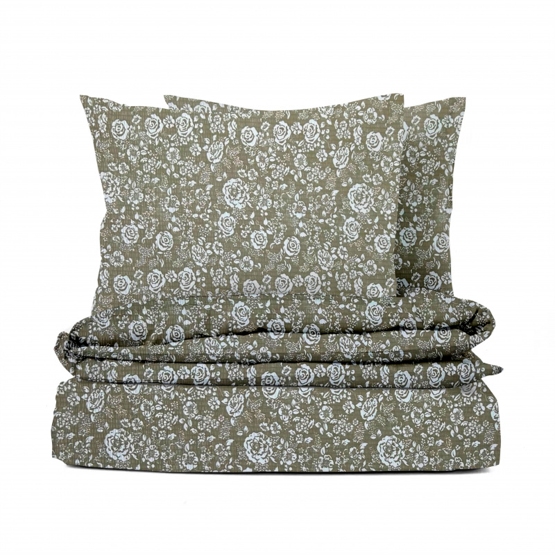 Ervi bavlněné KREPOVÉ povlečení - Květy na hnědém