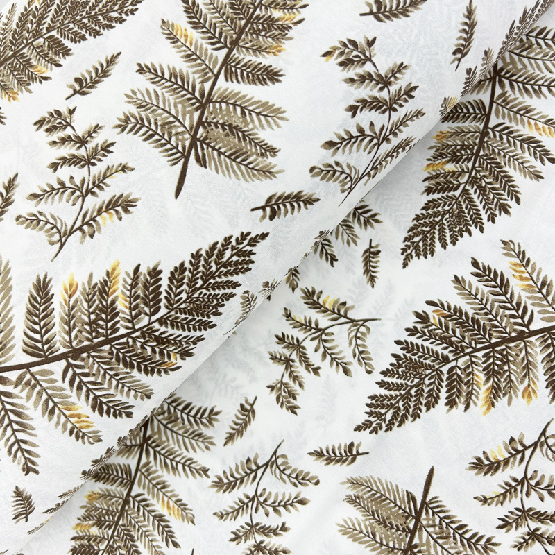 Ervi Bavlněná látka/plátno š.240cm - hnědé kapradí-26720-6, metráž