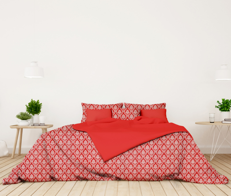 Ervi bavlněné povlečení oboustranné - Zámecký vzor červený/červená