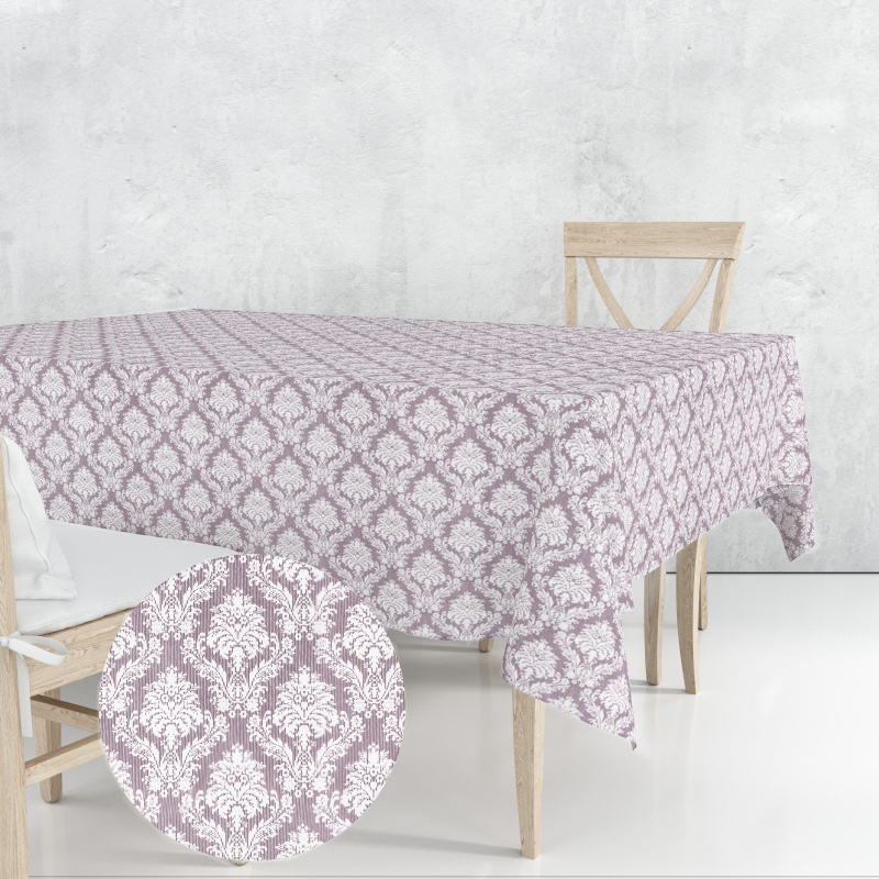 Ervi bavlněný ubrus na stůl čtvercový - ornament fialový
