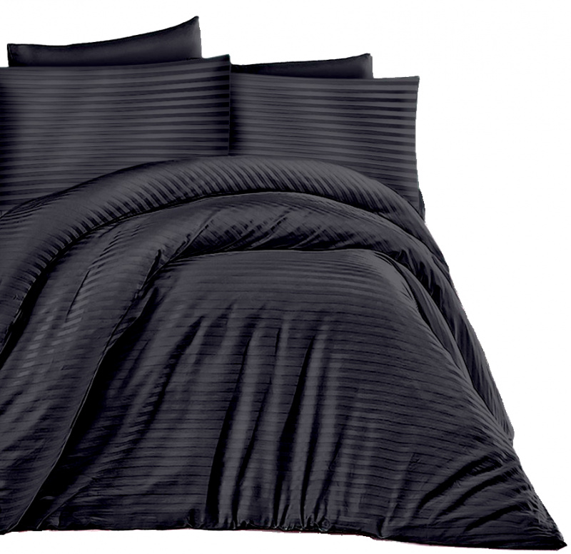 Ervi Luxsusní Damaškové saténové bavlněné povlečení - Černý diamant