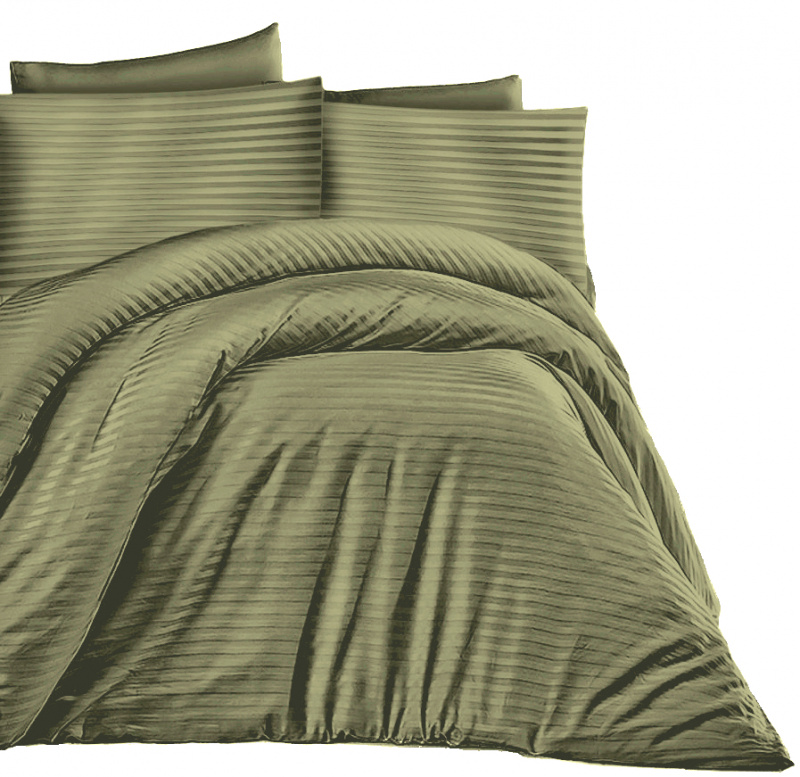 Ervi Luxsusní Damaškové Saténové bavlněné povlečení - Olivový zirkón