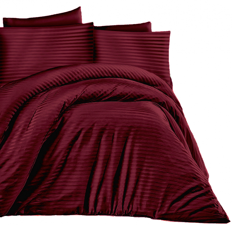 Ervi Luxsusní Damaškové Saténové bavlněné povlečení - Rubín