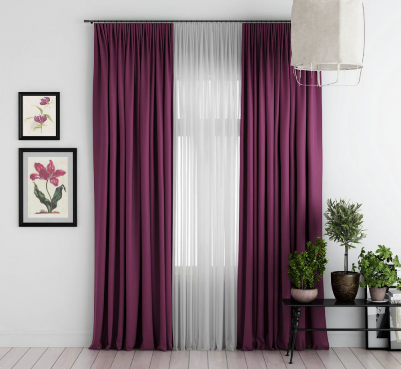 Ervi zatemňovací závěs Katni - švestkový