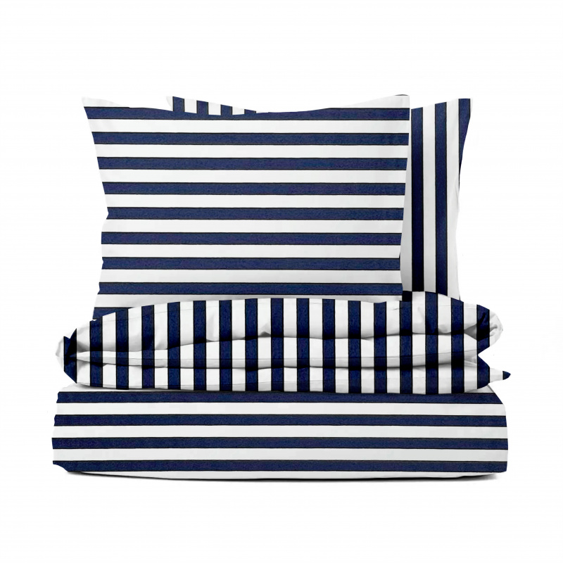 Ervi bavlněné povlečení oboustranné - tmavě modrý pruhy