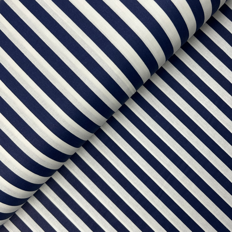 Ervi Bavlněná látka/plátno š.240cm - tmavě modrý pruhy