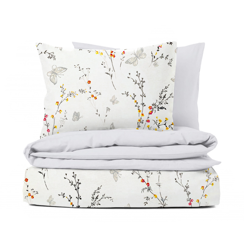 Ervi bavlněné povlečení oboustranné - Romantický vzor/světle šedé