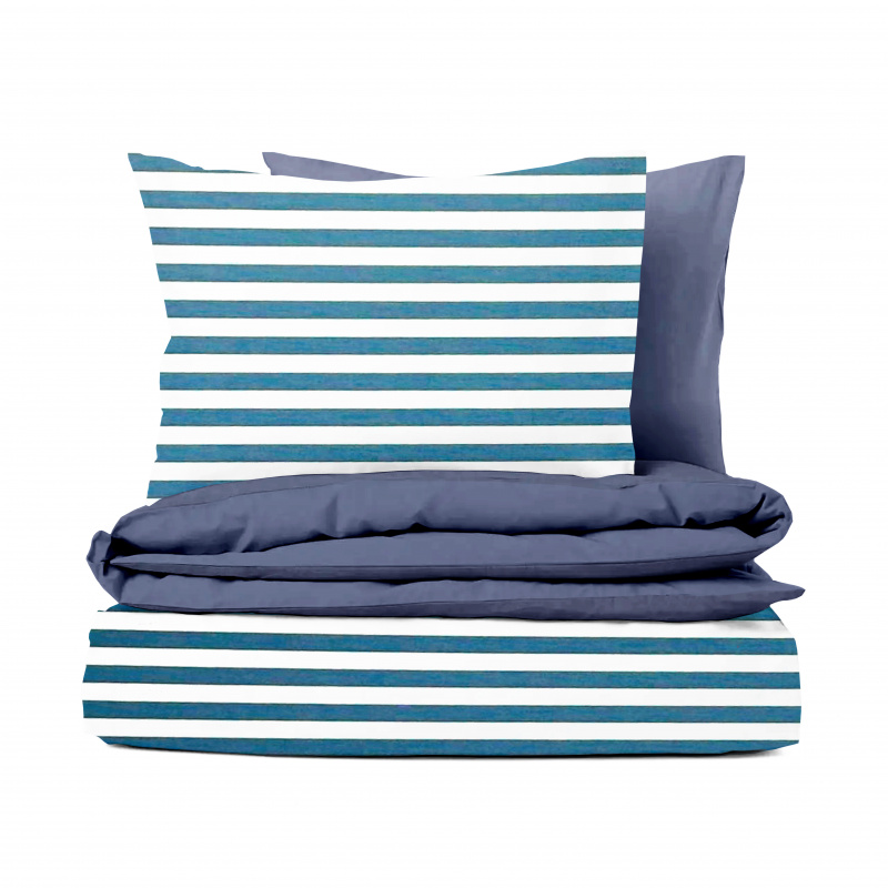 Ervi bavlněné povlečení oboustranné - světle modrý pruhy/modrý