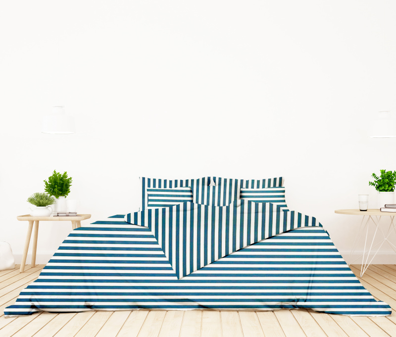 Ervi bavlněné povlečení oboustranné - světle modrý pruhy