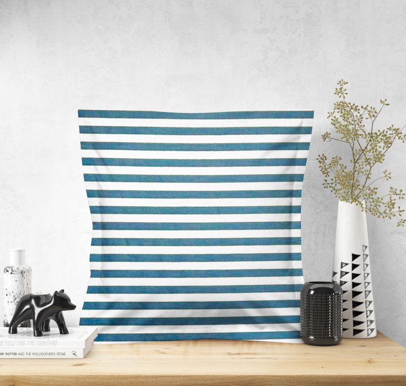 Ervi povlak na polštář bavlněný s lemem - světle modrý pruhy