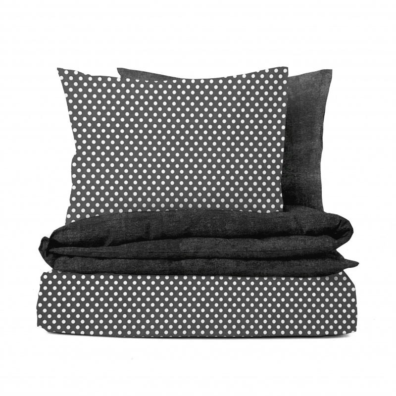 Ervi bavlněné povlečení oboustranné - puntíky na šedém/šedé