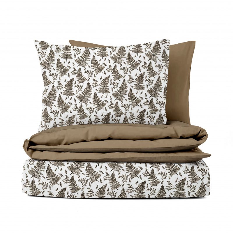 Ervi bavlněné povlečení oboustranné - hnědé kapradí/hnědý