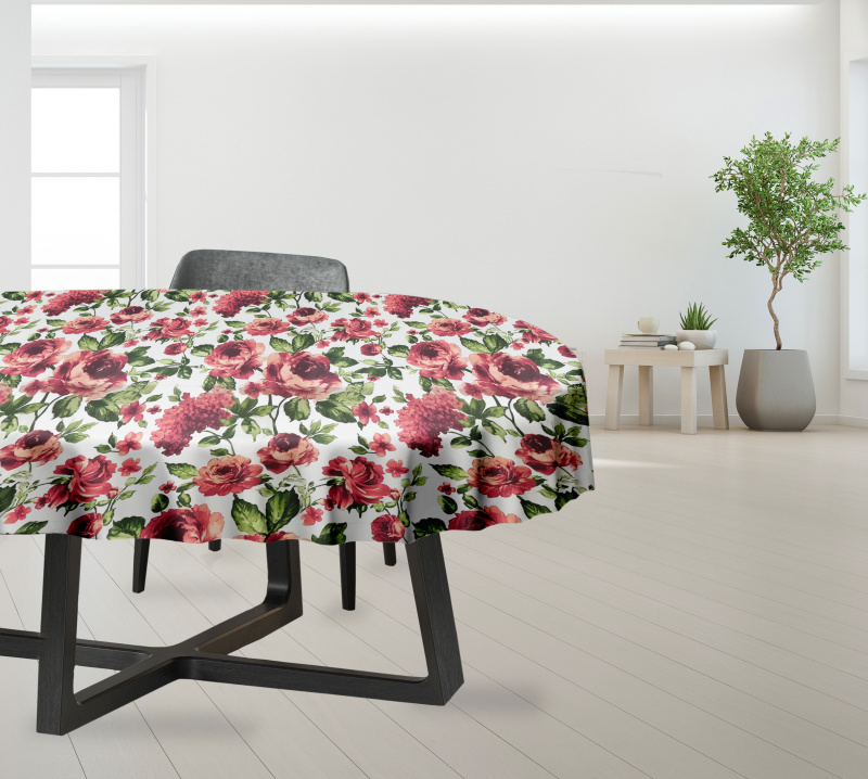 Ervi bavlněný ubrus na stůl oválný - hortenzie a pivoňky