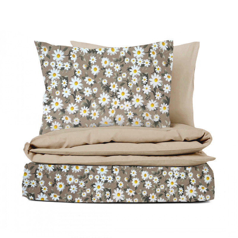 Ervi bavlněné povlečení oboustranné - Heřmánkové pole/hnědé