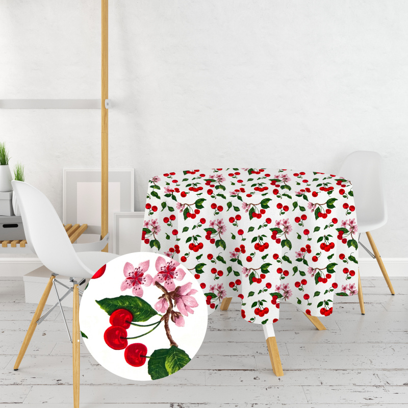 Ervi bavlněný ubrus na stůl oválný - Třešně