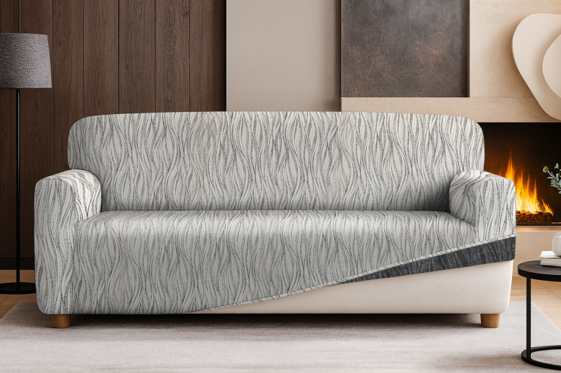 Napínací potah na třímístnou pohovku Glamour - krémový