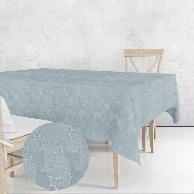 Ervi dekorační ubrus na stůl obdélníkový - Estella listy světle modrá