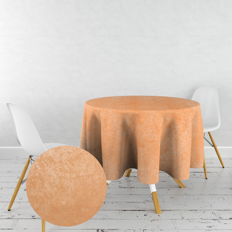 Ervi dekorační ubrus na stůl kulatý - samet Světle oranžový