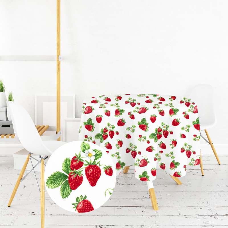 Ervi bavlněný ubrus na stůl oválný - Jahody