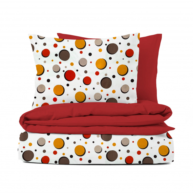 Ervi bavlněné povlečení oboustranné - barevné kruhy/červené