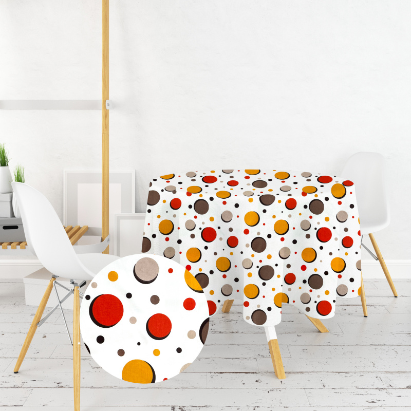 Ervi bavlněný ubrus na stůl oválný - barevné kruhy