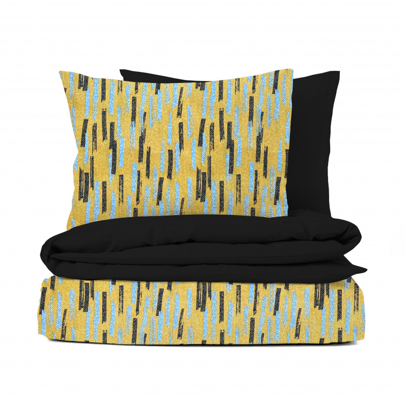 Ervi bavlněné povlečení oboustranné - Šmouhy na žlutém/černé