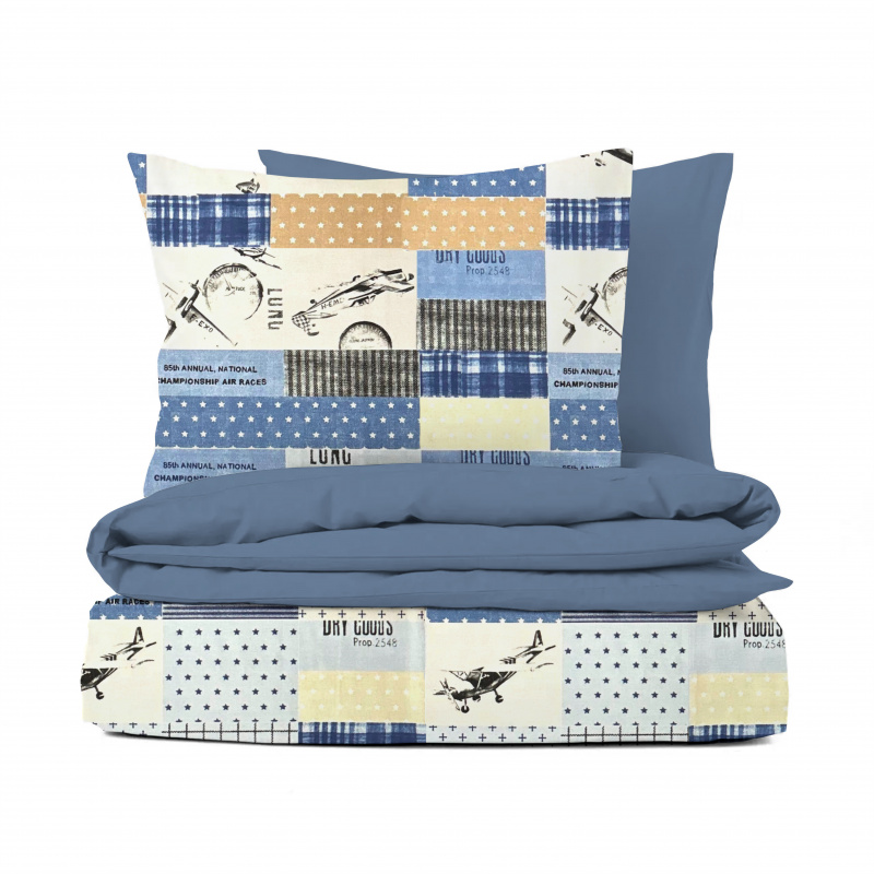 Ervi bavlněné povlečení oboustranné - Air races blue/modré