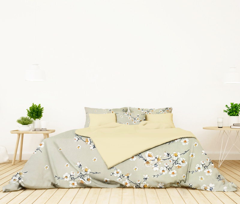 Ervi bavlněné povlečení oboustranné - Květ jabloně - 25731-16/béžové