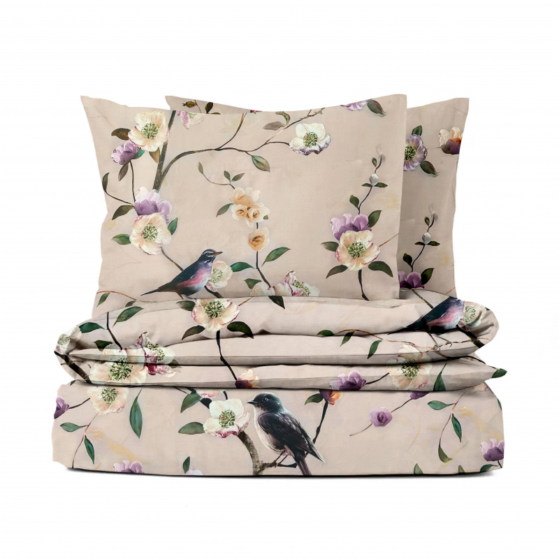 Ervi Bavlněné Saténové povlečení DELUXE - Ptáček