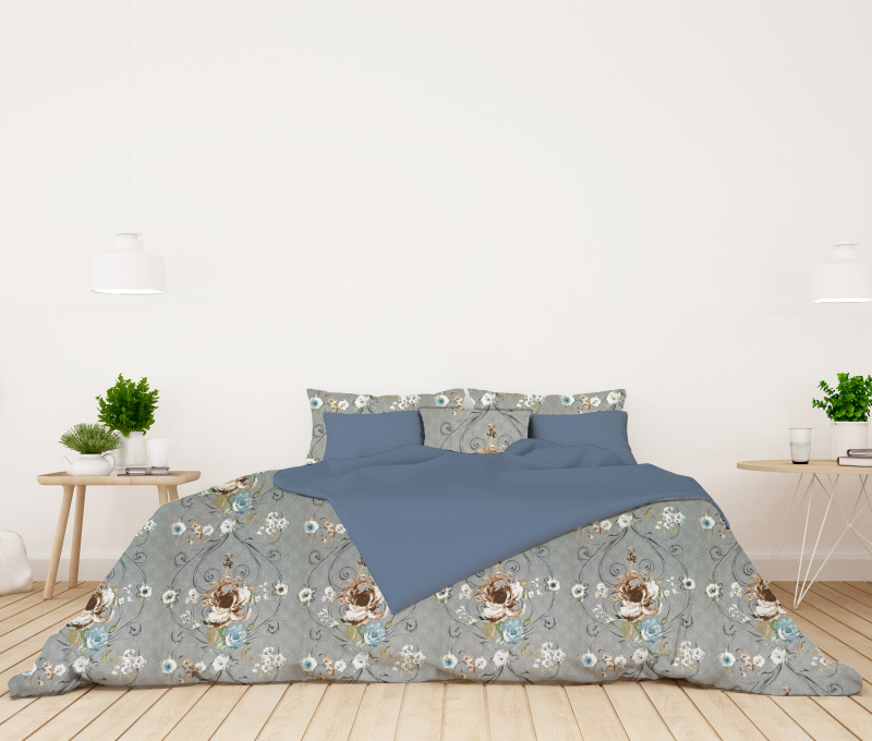 Ervi bavlněné povlečení oboustranné - Akvarel růže/modré