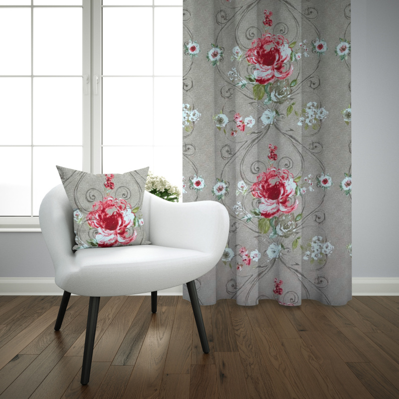 Ervi bavlněný závěs - Akvarel růže červené