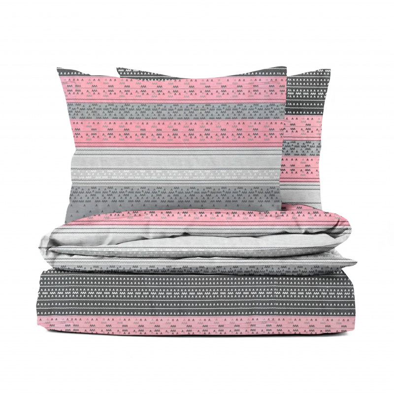 Ervi bavlněné povlečení - šedé a růžové vzorování