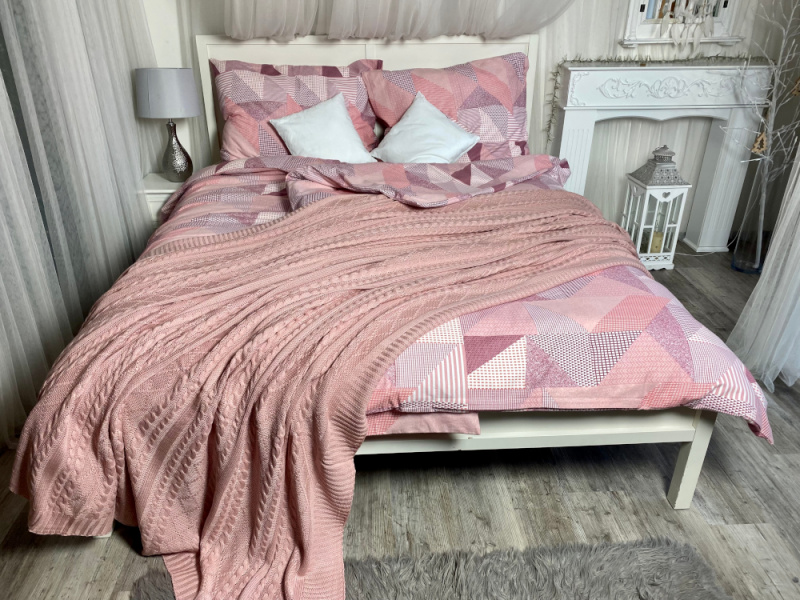 Ervi FLANELOVÉ bavlněné povlečení - Abstrakce - starorůžové