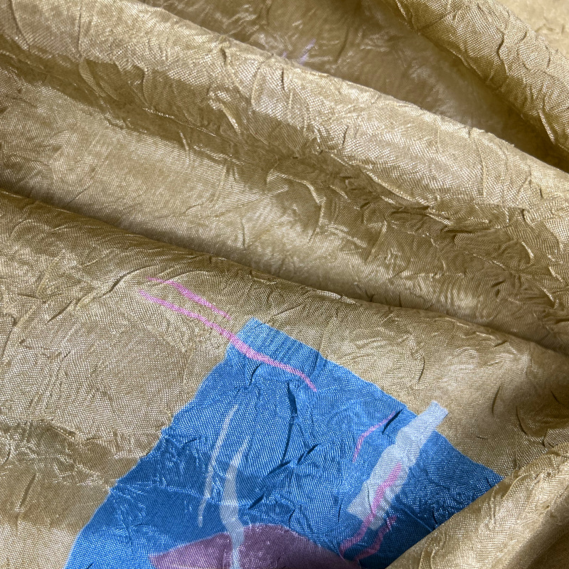 Ervi dekorační látka - s mačkaným vzhledem Kostky khaki šířka 165 cm, metráž