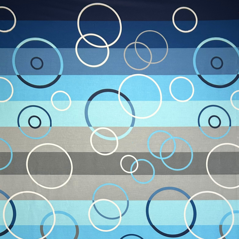 Ervi Bavlněná látka/plátno š.240cm - Kruhy na modrém - 7488-9, metráž