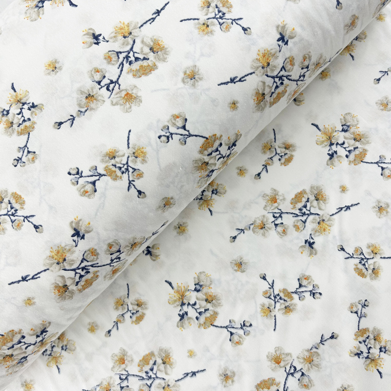 Ervi Bavlněná látka/plátno š.240cm - Třešňový květ na bílém č.25732-18, metráž