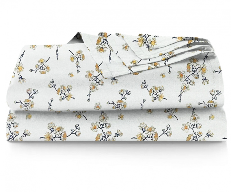 Ervi bavlněné prostěradlo - Třešňový květ na bílém