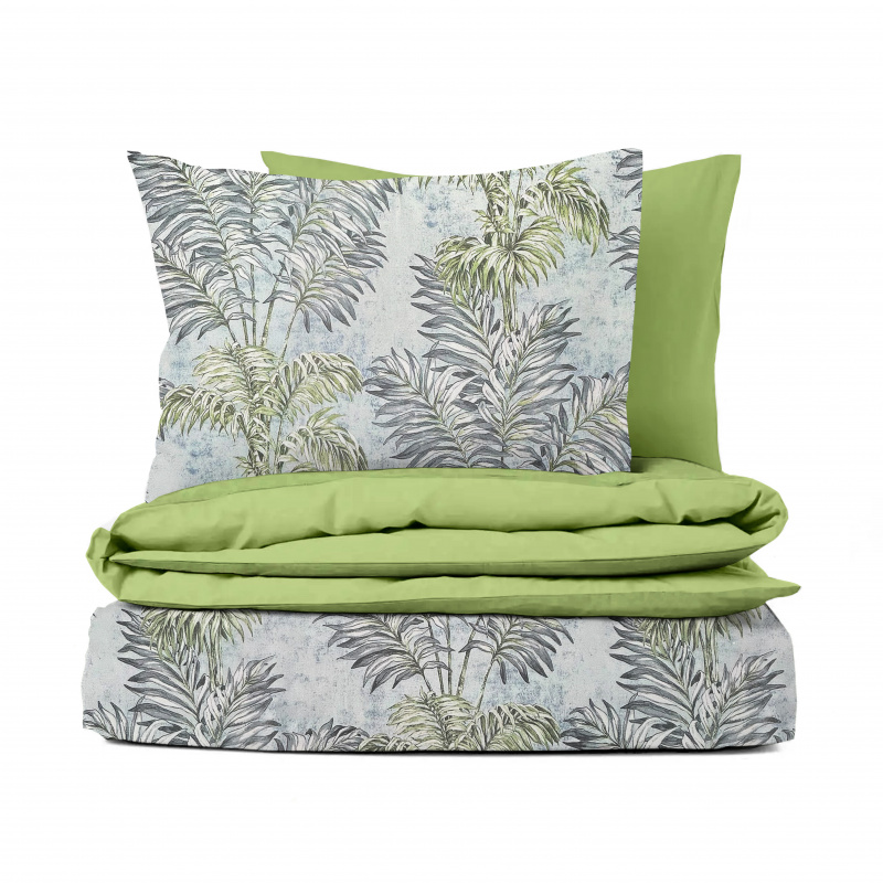 Ervi bavlněné povlečení oboustranné - palmové listy/světle zelený