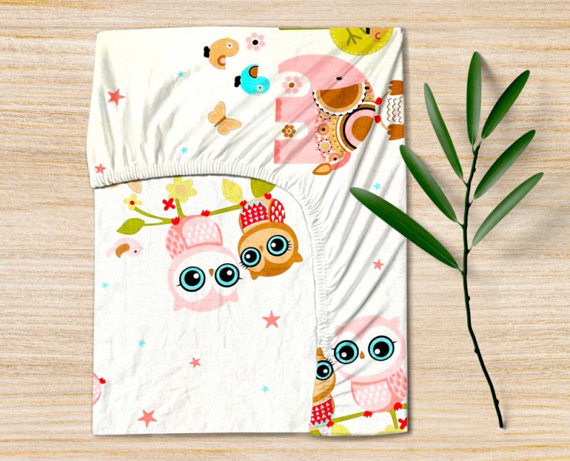 Ervi bavlněné napínací prostěradlo - sovičky a sloni