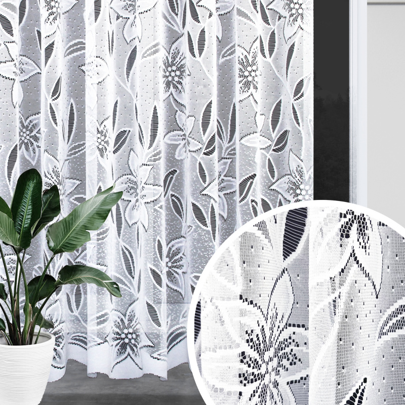 Ervi ﻿žakárová záclona bílá 4644, metráž