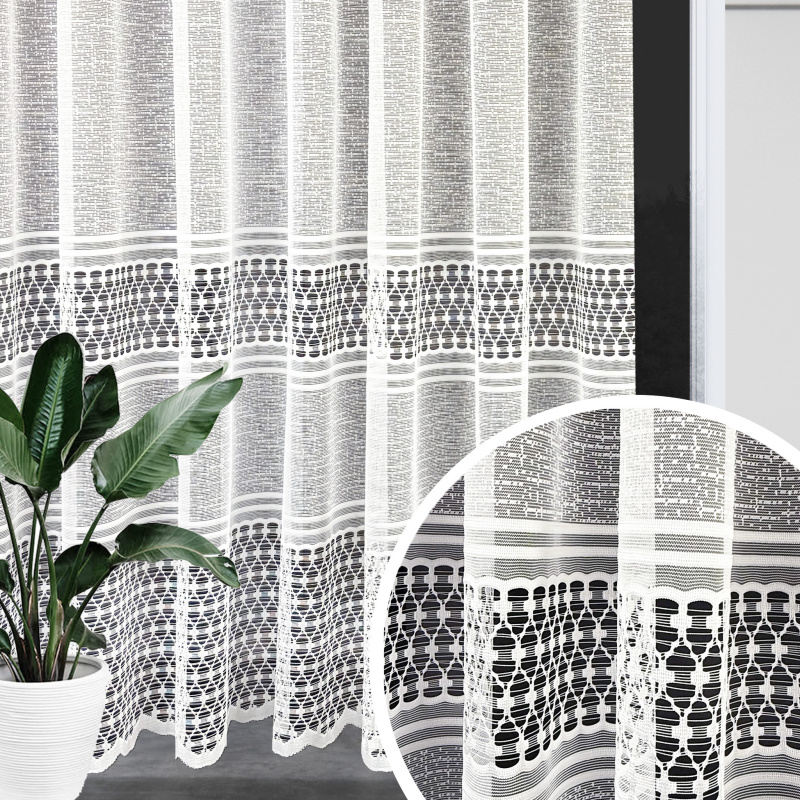 Ervi žakárová záclona bílá 15695, metráž