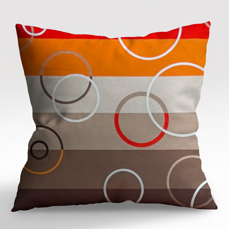 Ervi povlak na polštář bavlněný - Kruhy na oranžovém