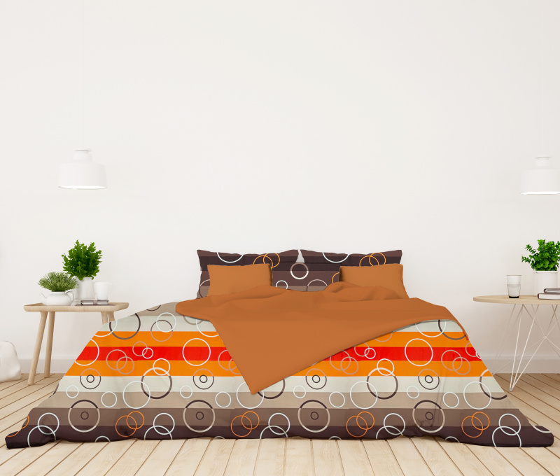 Ervi bavlněné povlečení oboustranné - Kruhy na oranžovém/oranžové