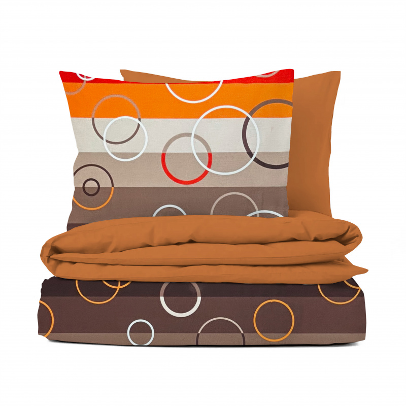 Ervi bavlněné povlečení oboustranné - Kruhy na oranžovém/oranžové