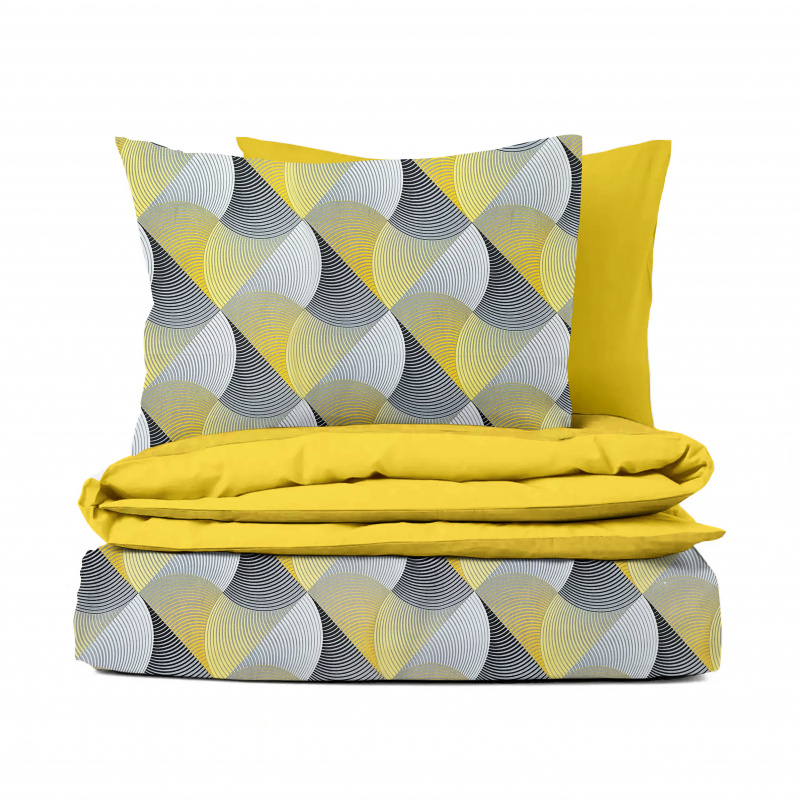 Ervi bavlněné povlečení oboustranné - Vlnění žluté/žluté