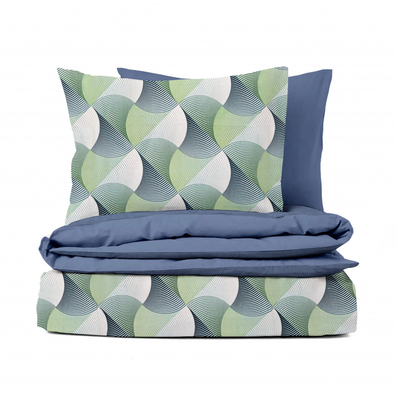 Ervi bavlněné povlečení oboustranné - Vlnění zelené/modré
